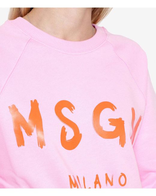 MSGM Pink Logo-Print Detail Sweatshirt