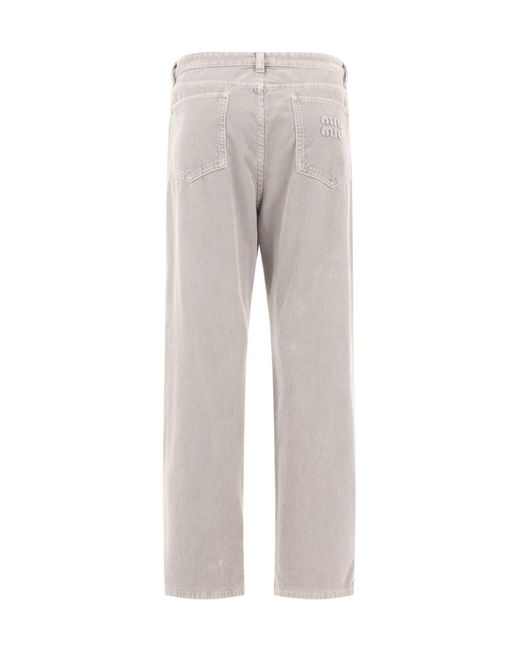 Miu Miu Gray Garment-Dyed Corduroy Pants