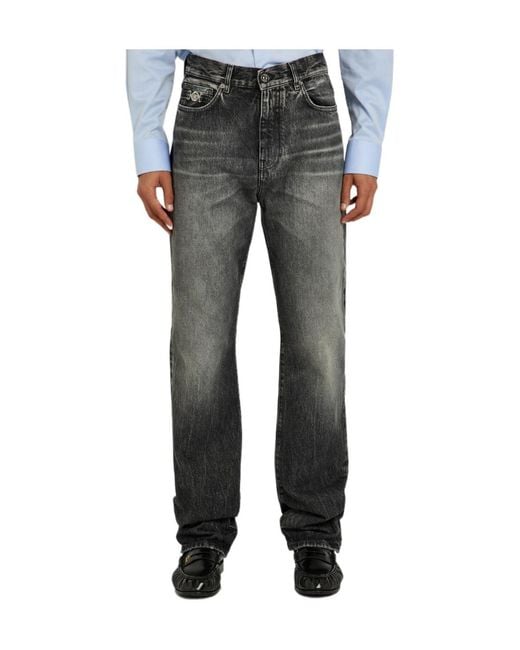 Versace Gray Straight-Leg Jeans for men