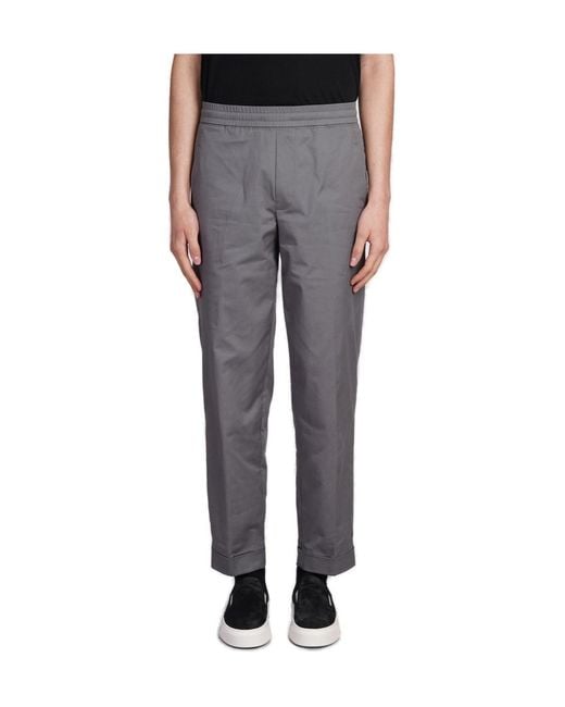 Neil Barrett Gray Low-Waist Elasticated Waistband Trousers for men