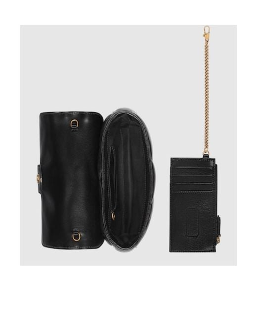 Gucci Black Gg Marmont Logo Plaque Mini Shoulder Bag