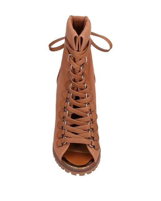 Chloé Brown Wedge Open Toe Ankle Boots