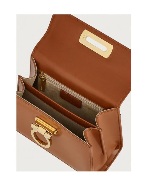 Ferragamo Brown Ferragamo Iconic Top Handle Bag