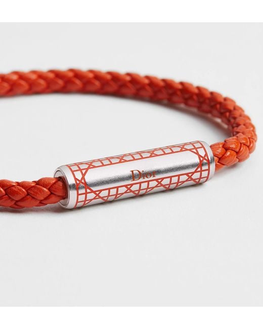 Dior White Cannage Woven Leather Bracelet for men