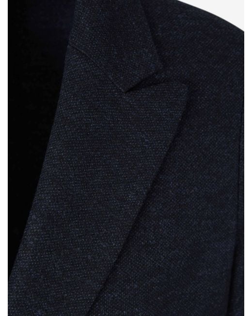 Harris Wharf London Blue Double-Breasted Wool Blazer for men