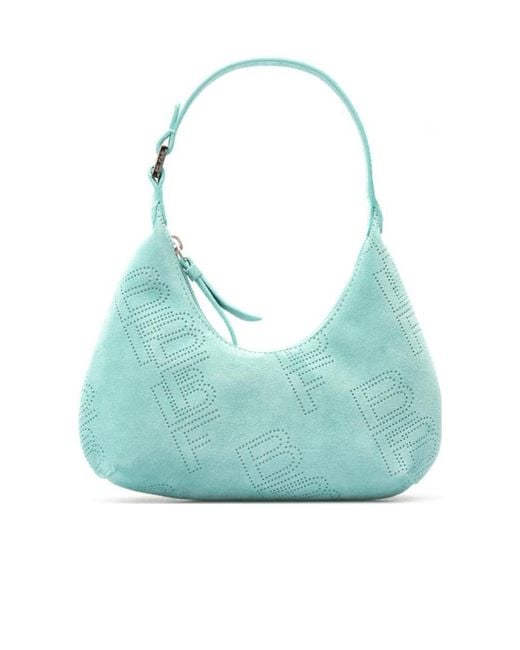 By Far Blue Amber Logo Detailed Zip-Up Shoulder Bag
