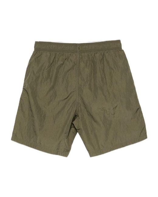 Emporio Armani Green Logo-Embroidered Drawstring Swim Shorts for men