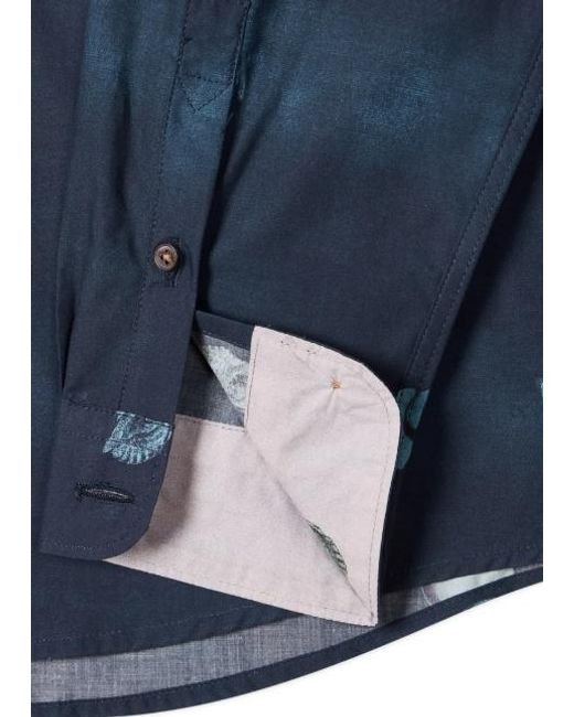 Paul Smith Blue Sunbleached Snaps Poplin Shirt for men