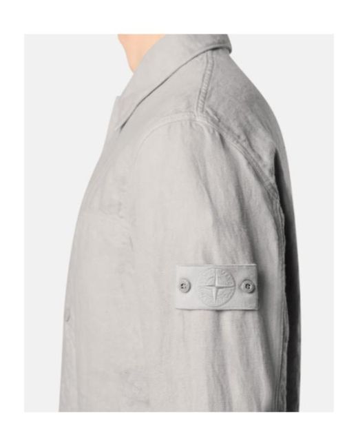 Stone Island Gray Overshirt With Pockets And Button Fastening for men