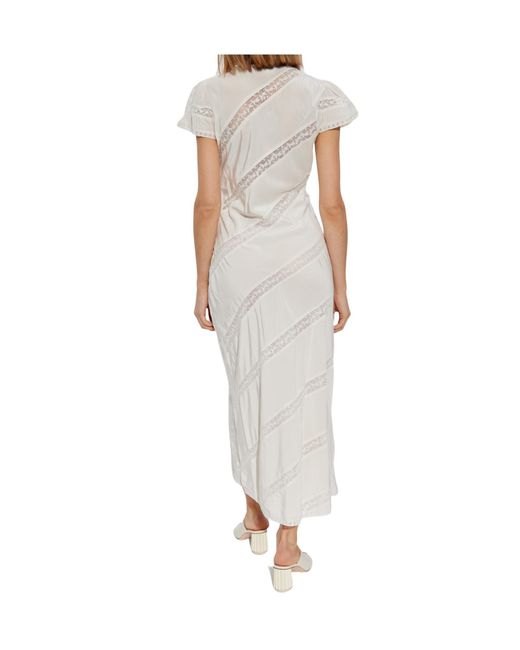 LoveShackFancy White Lace Trim Midi Dress