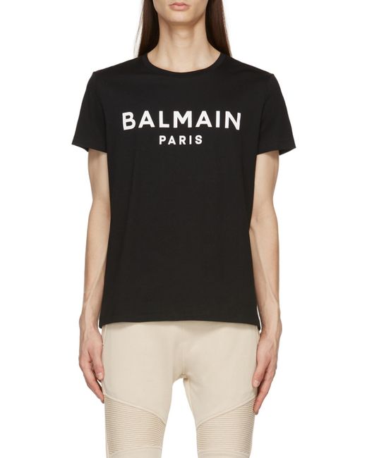Balmain Black Logo-Print Short-Sleeved T-Shirt for men