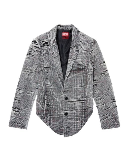 DIESEL Gray De-Phonix-Fsg Distressed Blazer