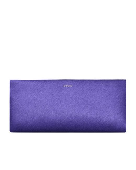 Saint Laurent Purple Evening Satin Clutch Bag
