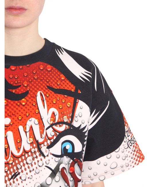 Moschino Red Printed Crewneck Dress
