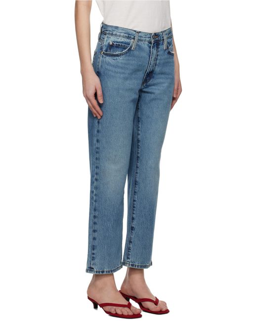 FRAME Blue Rigid Denim Mid Rise Straight Ankle Length