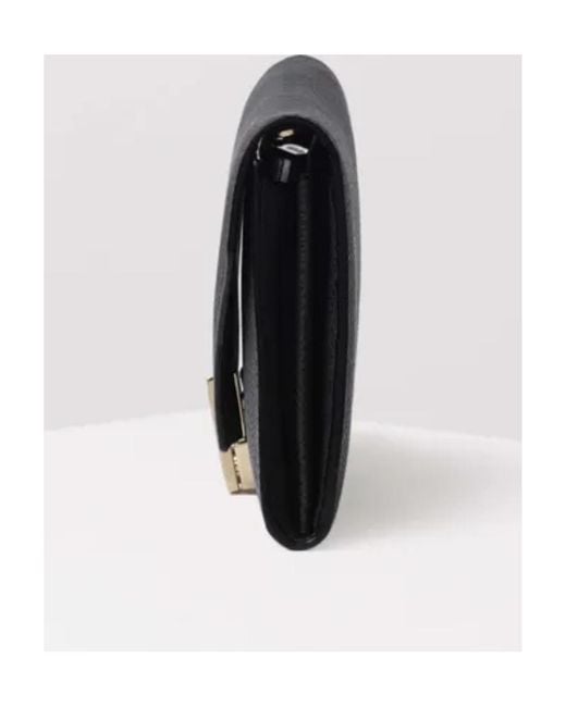 Valextra Black Foldover-Top Chain-Linked Wallet