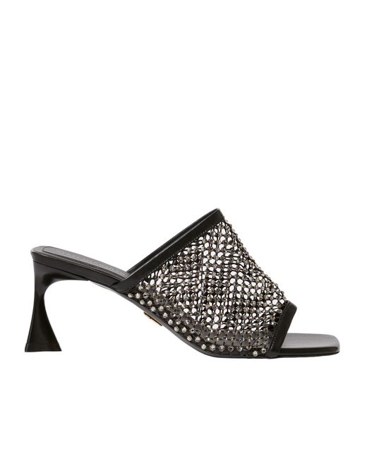 Stella McCartney Black Crystal Mesh Mules