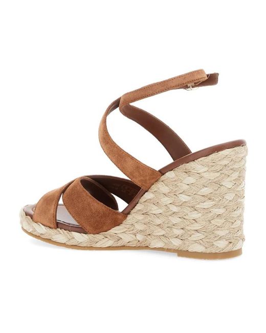 Stuart Weitzman Brown Round-Toe Wedge Sandals
