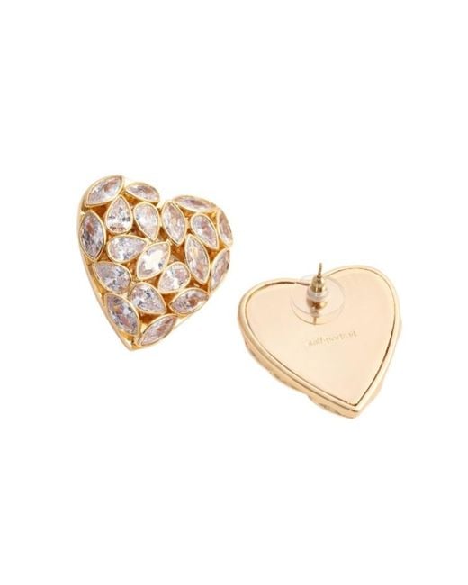 Self-Portrait Metallic Embellished Heart Earrings