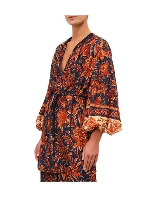 Zimmermann Red Printed Girdle Blouse