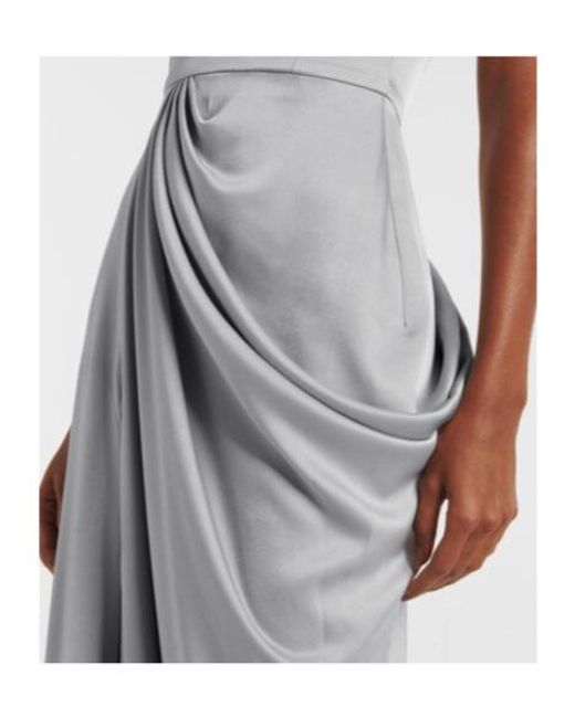 Alex Perry White Draped Satin Crepe Bustier Gown