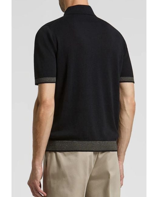 Peserico Black Short-Sleeves Polo Shirt for men