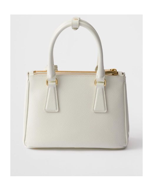 Prada White Galleria Mini Patent Saffiano Bag