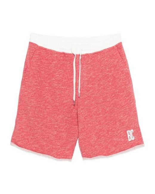 Brunello Cucinelli Red Drawstring-Fastening Logo-Print Shorts for men