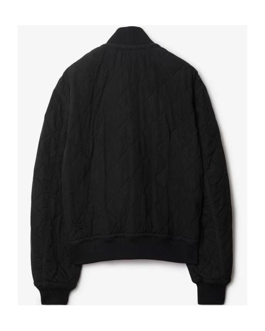 Burberry Black Stand Up-Collar Quilted Bomber Jacket for men