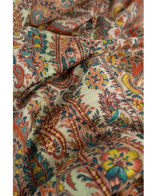 Etro Metallic Paisley Printed Scarf