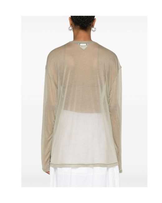 Prada White Long-Sleeved Crewneck T-Shirt