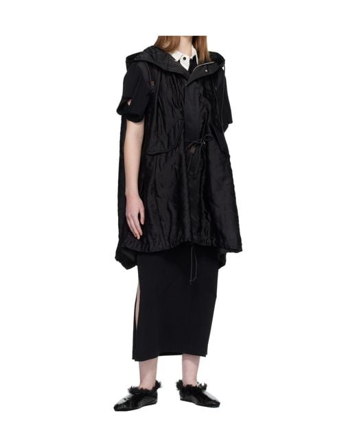 Sacai Black Quilted Hooded Vest