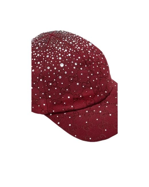 Gucci Red Gg Canvas Baseball Hat