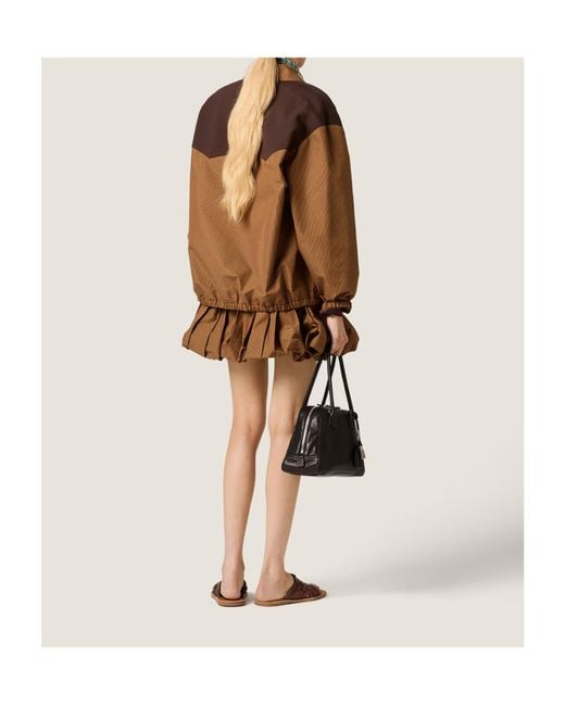 Miu Miu Brown Gingham Check Blouson Jacket