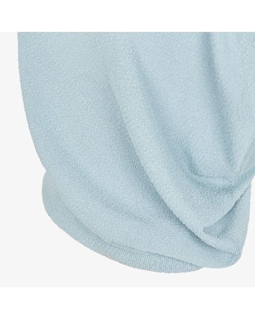Fendi Blue Asymmetric Hem Cape-Sleeved Crewneck Jumper