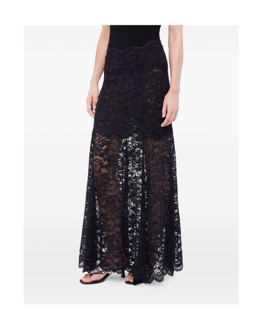 Rabanne Black Rabanne Scalloped Lace Midi Skirt