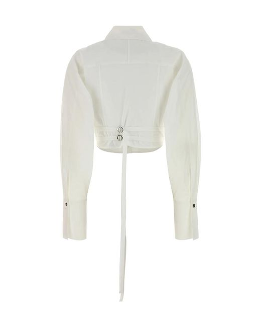 Blumarine White Cropped Poplin Shirt