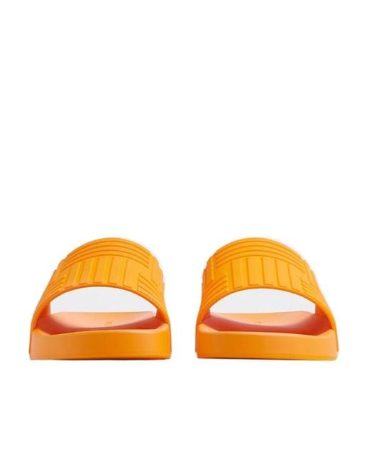 Bottega Veneta Orange Flat Slide Sandals