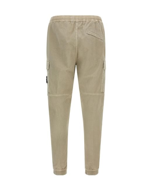 Stone Island Natural Logo Patch Straight Leg Trousers for men