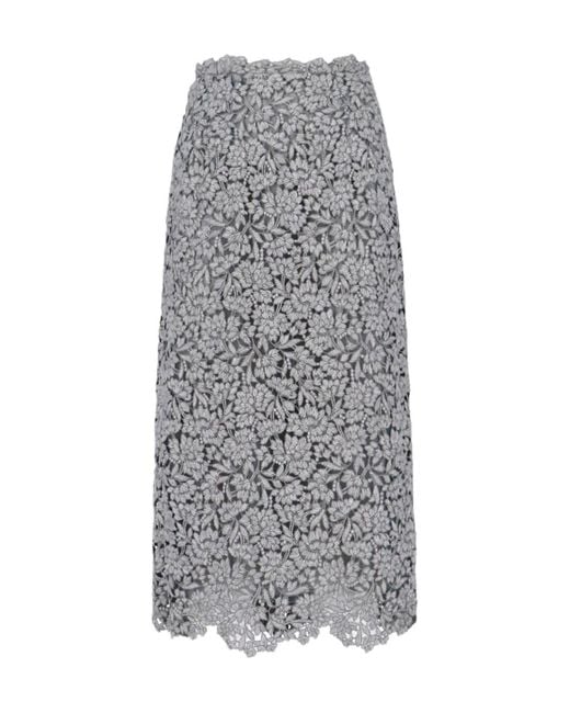Ermanno Scervino Gray Lace Midi Skirt