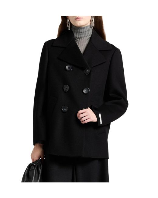 Sportmax Black Double- Long-Sleeve Coat