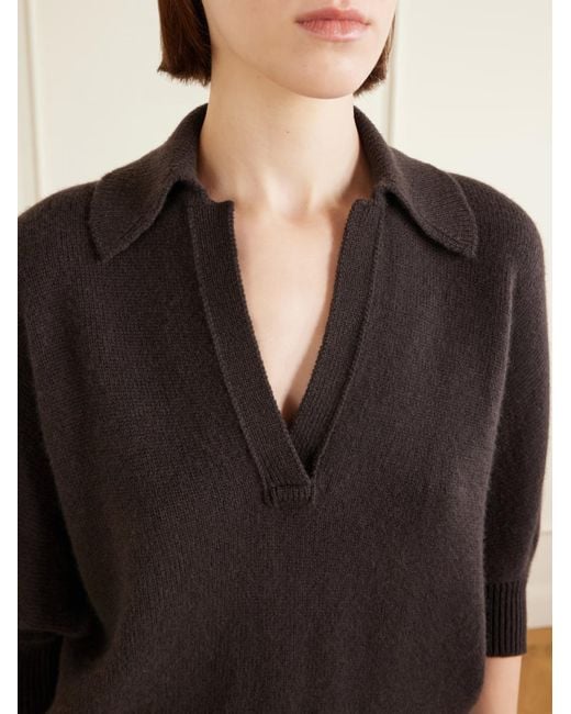 Proenza Schouler Black Vella Cashmere Polo Collar Sweater