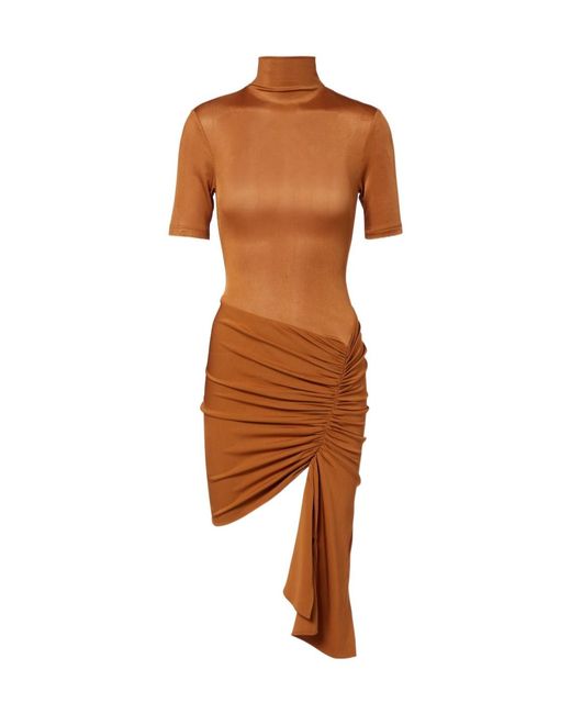 Christopher Esber Brown Fusion Ruched Minidress