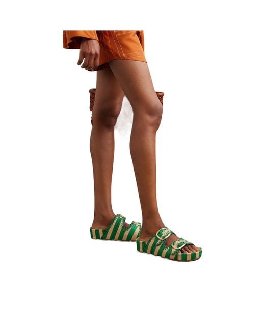 Loeffler Randall Green Bright Striped Sandals