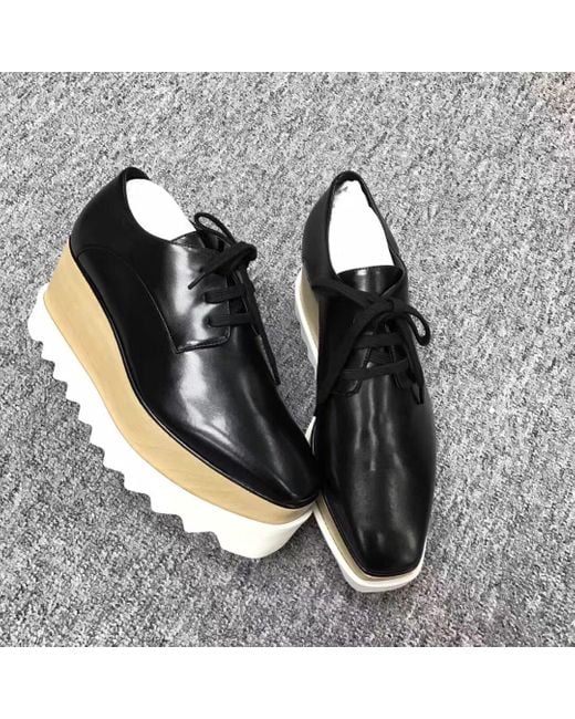 Stella McCartney Black Elyse Lace-Up Platform Shoes