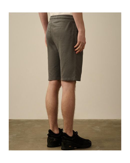 C P Company Gray Light Fleece Cargo Lens Shorts for men