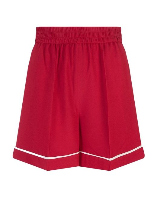 RED Valentino Red High Waist Contrasting Trim Shorts