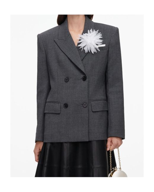 Self-Portrait Black Double Breasted Flower Blazer