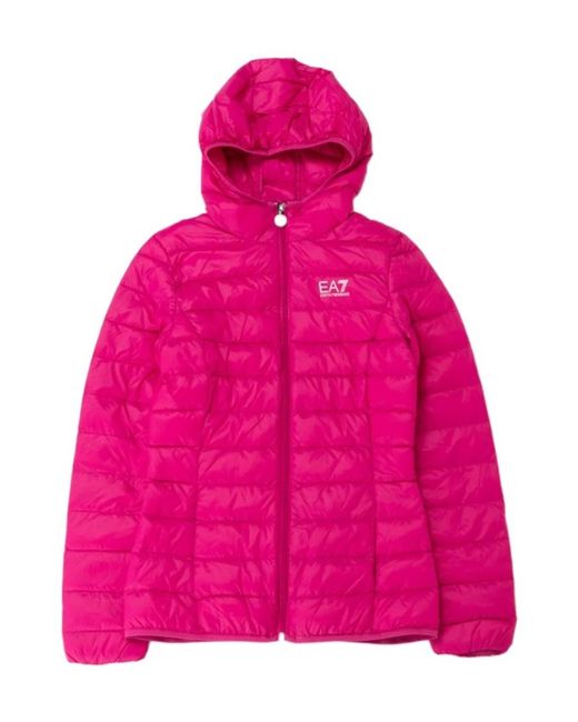 EA7 Pink Logo Quilted Down Jacket