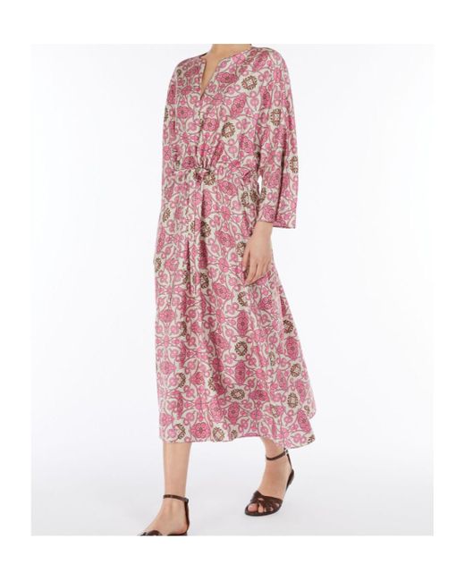Max Mara Pink 'S Fulvia All-Over Patterned V-Neck Dress